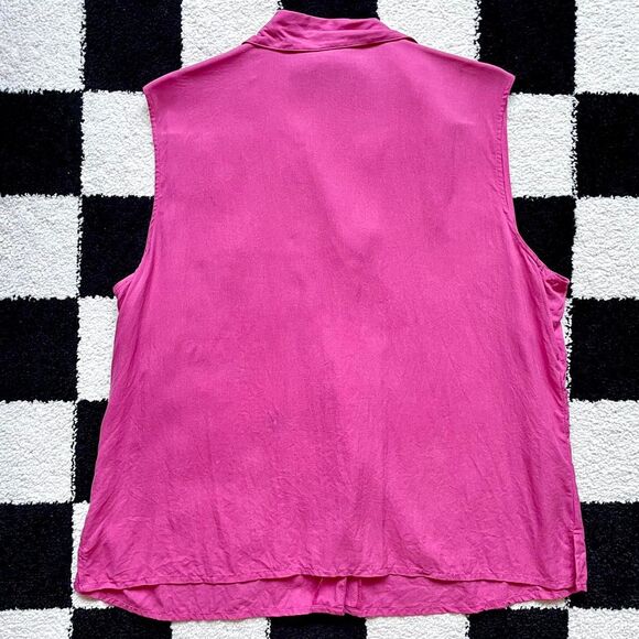 Vintage Pink Silk Sleeveless Blouse XL - Picture 2 of 3